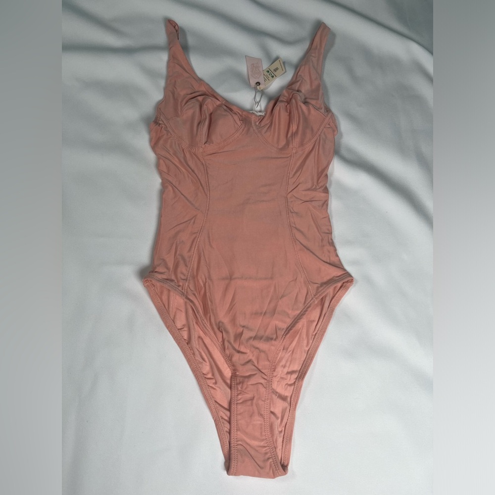 We are Hah Eyes on Top BodySuit Copper Rose Size XS NWT